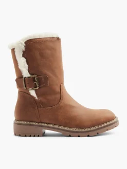 Sale Faux Fur Lined Tall Boot with Buckle Detail Women Boots·Faux Fur Lined Boots|Boots·Ankle Boots