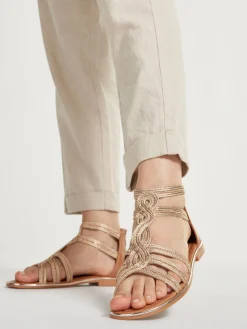 Best Gladiator Sandals with Woven and Metallic Detail Women Sandals·Gladiator Sandals|Sandals·Flat Sandals