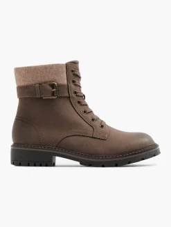 Online Lace Up Ankle Boot with Buckle and Felt Detail Women Boots·Ankle Boots