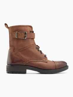 Online Leather Lace Up Biker Boot with Buckle Strap Women Boots·Leather Boots|Boots·Ankle Boots