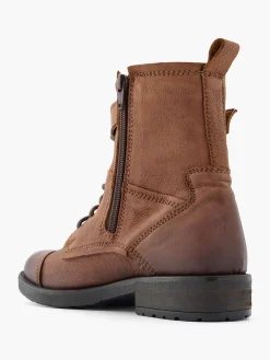 Online Leather Lace Up Biker Boot with Buckle Strap Women Boots·Leather Boots|Boots·Ankle Boots