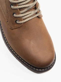 Outlet Brown Leather Lace Up Casual Boots Boots·Ankle Boots|Boots·Lace-Up Boots