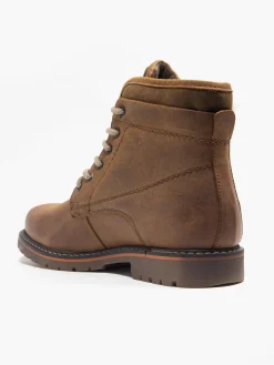 Outlet Brown Leather Lace Up Casual Boots Boots·Ankle Boots|Boots·Lace-Up Boots