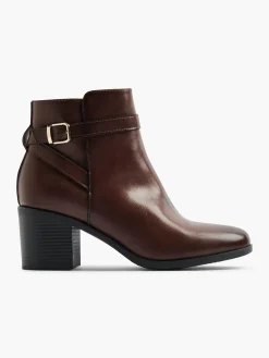 New Brown Panelled Ankle Boot with Ankle Strap Detail Women Boots·Ankle Boots