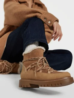 Clearance Panelled Lace Up Hiker Boot Women Boots·Faux Fur Lined Boots|Boots·Chunky Boots