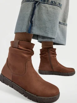 Clearance Brown Ruched Ankle Boot Women Loafers & Low Shoes·Comfort|Boots·Comfort Boots