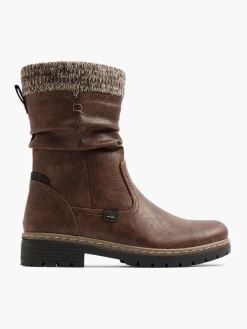 Discount Brown Ruched Ankle Boot With Faux Fur Lining Women Loafers & Low Shoes·Comfort|Boots·Comfort Boots
