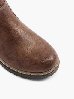 Discount Brown Ruched Ankle Boot With Faux Fur Lining Women Loafers & Low Shoes·Comfort|Boots·Comfort Boots