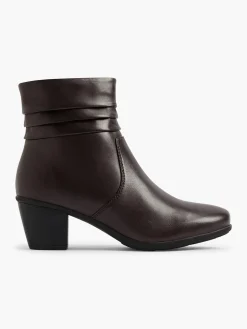 Online Ruched Leather Heeled Ankle Boot Women Boots·Ankle Boots