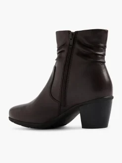 Online Ruched Leather Heeled Ankle Boot Women Boots·Ankle Boots