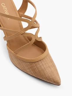New Textured Slingback Strappy Heels Women Heels·High Heels