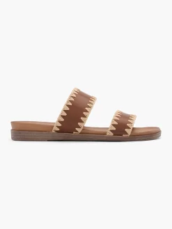Clearance Whipstitch Detail Flat Slip On Sandal Women Sandals·Flat Sandals