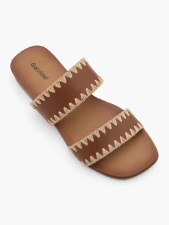 Clearance Whipstitch Detail Flat Slip On Sandal Women Sandals·Flat Sandals