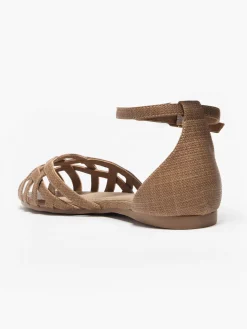 Best Brown Woven Detailed Ballerina with Ankle Strap Women Loafers & Low Shoes·Ballet Pumps