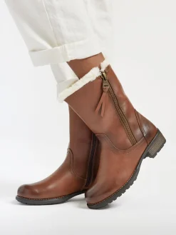 Best Brown Zip Fur Lined Boot Women Boots·Winter Boots