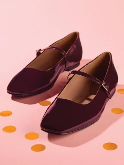 New Burgandy Patent Ballet Pump Women Loafers & Low Shoes·Ballet Pumps