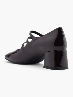 Sale Burgandy Patent Mary Jane Triple Strap Heel Women Loafers & Low Shoes·Mary Jane Shoes|Heels·Block Heels