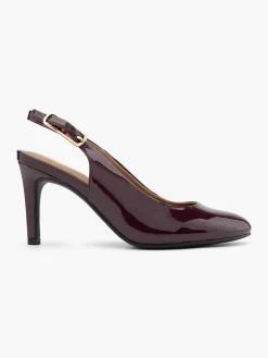 Outlet Burgundy Patent High Heel with Buckle Detail Women Heels·Slingback Heels|Heels·High Heels