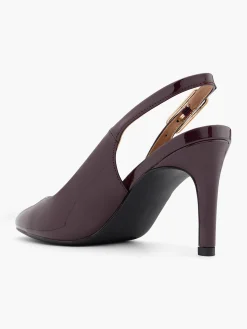 Outlet Burgundy Patent High Heel with Buckle Detail Women Heels·Slingback Heels|Heels·High Heels