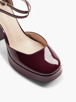 Burgundy Platform Heel with Ankle Strap Women Heels·High Heels|Heels·Platform Heels
