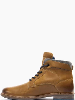 Online Camel Lace-up Leather Boot Boots·Lace-Up Boots