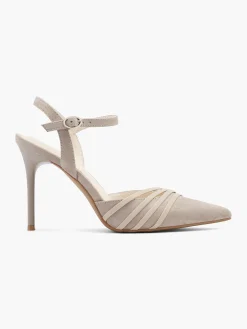Camel High Heel with Ankle Strap Women Heels·High Heels