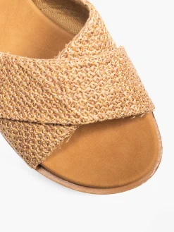 Hot Camel Platformed Espadrille Slider with Double Buckle Detail Women Sandals·Slides|Beach·Beach Shoes & Slides