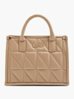 Sale Camel Quilted Tote Bag with Adjustable Shoulder Strap Women Bags·Tote Bags|Bags·Handbags