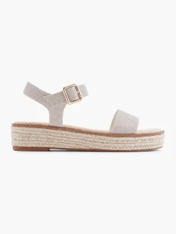 Clearance Champagne Glittery Platform Sandal with Ankle Strap Women Sandals·Flat Sandals