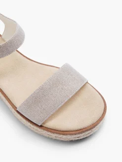 Clearance Champagne Glittery Platform Sandal with Ankle Strap Women Sandals·Flat Sandals