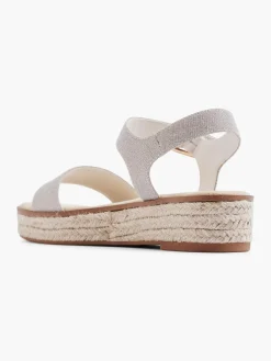 Clearance Champagne Glittery Platform Sandal with Ankle Strap Women Sandals·Flat Sandals