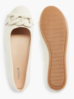 New Cream Ballet Flat with Chain Detail Women Loafers & Low Shoes·Ballet Pumps