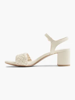 New Cream Braided Block Heel Sandal Women Sandals·Heeled Sandals|Heels·Block Heels