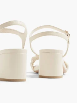 New Cream Braided Block Heel Sandal Women Sandals·Heeled Sandals|Heels·Block Heels