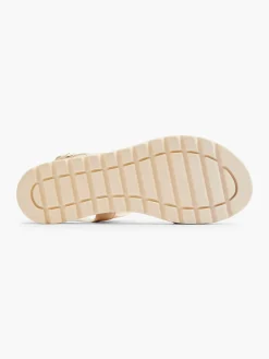 Hot Cream Platform Sadnals with Wooden Contrasting Platform Women Heels·Wedges|Sandals·Wedge Sandals