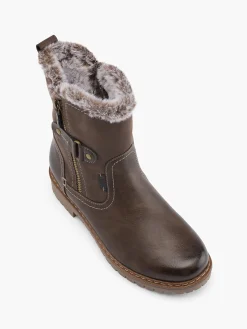 Hot Dark Faux Fur Lined Comfort Ankle Boot Women Loafers & Low Shoes·Comfort|Boots·Winter Boots