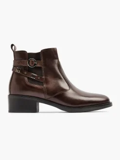 Sale Dark Leather Ankle Boot with Buckle Detail Women Boots·Ankle Boots