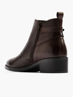Sale Dark Leather Ankle Boot with Buckle Detail Women Boots·Ankle Boots