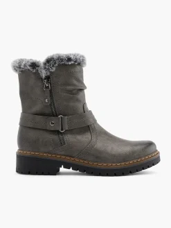 Sale Dark Faux Fur Lined Comfort Ankle Boot Women Loafers & Low Shoes·Comfort|Boots·Comfort Boots