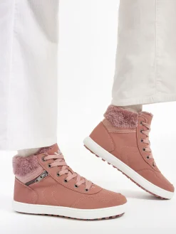 Discount Dark Faux fur Lace-Up boots Women Trainers·High Top Trainers|Boots·Winter Boots