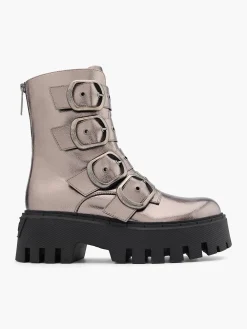 Clearance Dark Chunky Biker Boot with Buckle Details Women Boots·Biker Boots|Boots·Chunky Boots