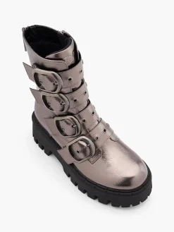 Clearance Dark Chunky Biker Boot with Buckle Details Women Boots·Biker Boots|Boots·Chunky Boots