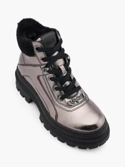 New Dark Chunky Lace Up Ankle Boots Women Boots·Faux Fur Lined Boots|Boots·Ankle Boots