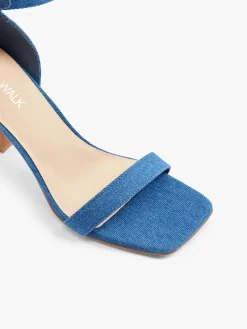 Discount Denim Heeled Sandal with Ankle Strap Women Sandals·Heeled Sandals|Heels·High Heels