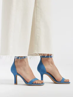 Discount Denim Heeled Sandal with Ankle Strap Women Sandals·Heeled Sandals|Heels·High Heels