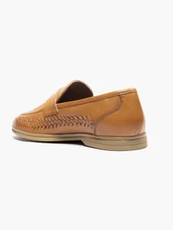 Formal Leather Tan Woven Slip-on Loafer Shoes·Slip-On Shoes|Shoes·Loafers