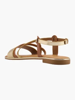 Online Gold and Strapped Flat Sandal Women Sandals·Flat Sandals