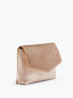 Best Dimante Panelled Clutch Bag with Chain Strap Women Bags·Clutches & Evening Bags