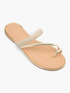 Discount Metallic and Gem Detailed Flat Sandal Women Sandals·Mules|Sandals·Flat Sandals