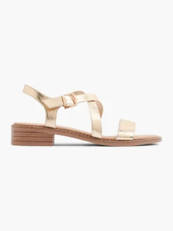 Outlet Strappy Sandal with Buckle Detail and Wooden Effect Heel Women Sandals·Flat Sandals